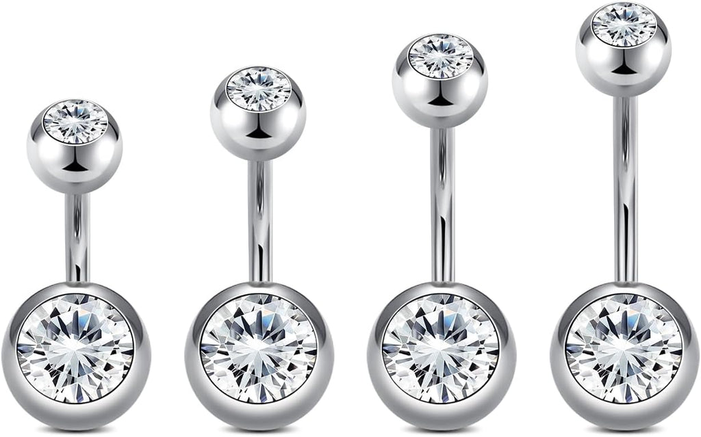 Belly Button Rings Short Bar for Women Stainless Steel Belly Ring Navel Piercing Jewelry 14g Colorful Ball Pack 6mm 1/4” 8mm 5/16“ 10mm - 我的商店我的商店我的商店