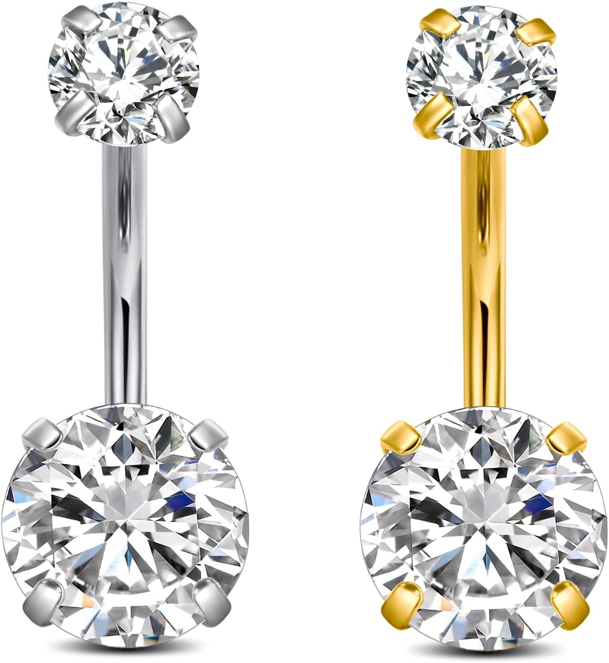 Belly Button Rings Short Bar for Women Stainless Steel Belly Ring Navel Piercing Jewelry 14g Colorful Ball Pack 6mm 1/4” 8mm 5/16“ 10mm - 我的商店我的商店我的商店