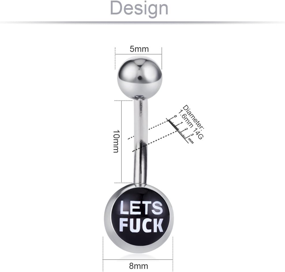 Belly Button Rings with Cute and Sexy Letters Navel Piercings Body Jewelry - 我的商店我的商店我的商店