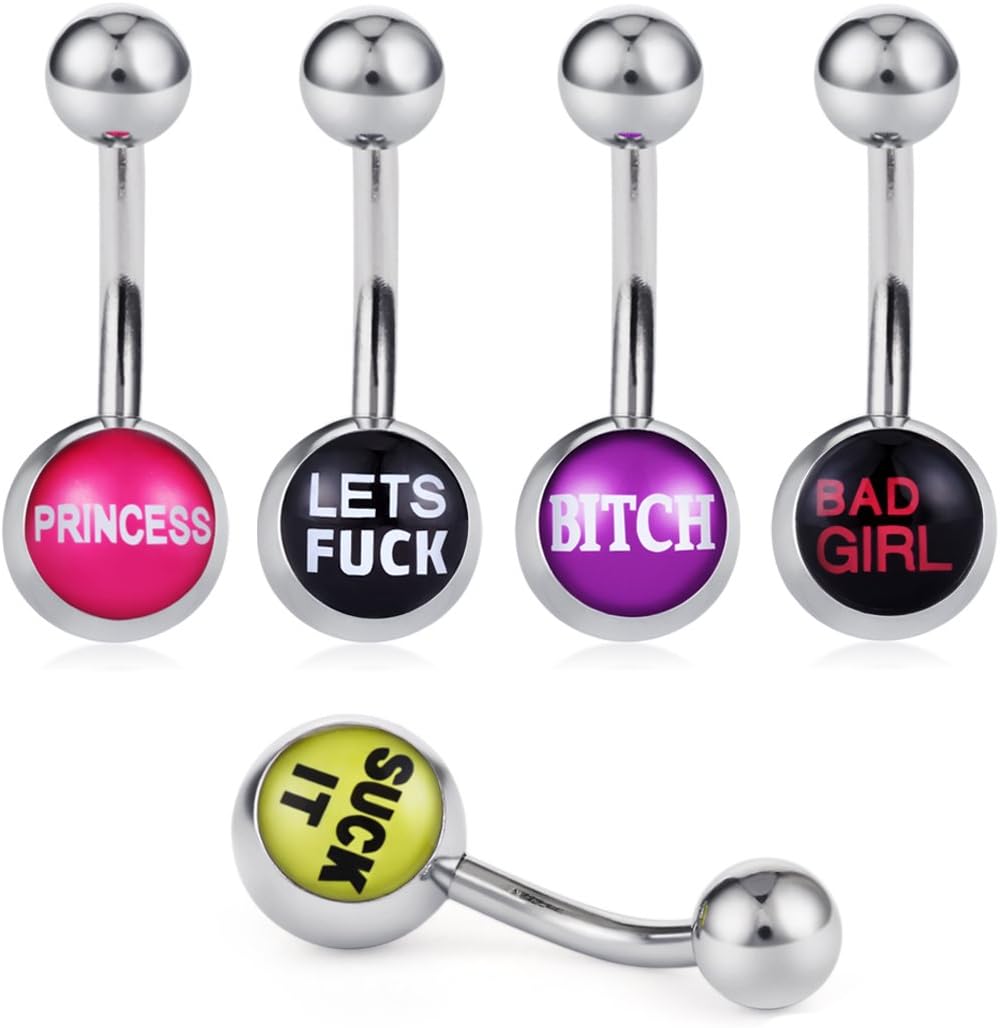 Belly Button Rings with Cute and Sexy Letters Navel Piercings Body Jewelry - 我的商店我的商店我的商店