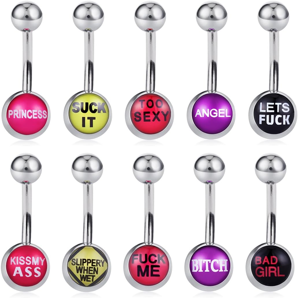 Belly Button Rings with Cute and Sexy Letters Navel Piercings Body Jewelry - 我的商店我的商店我的商店
