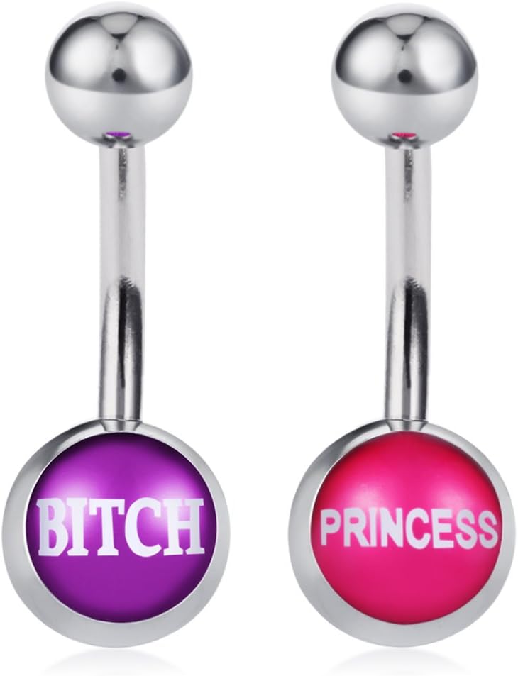 Belly Button Rings with Cute and Sexy Letters Navel Piercings Body Jewelry - 我的商店我的商店我的商店