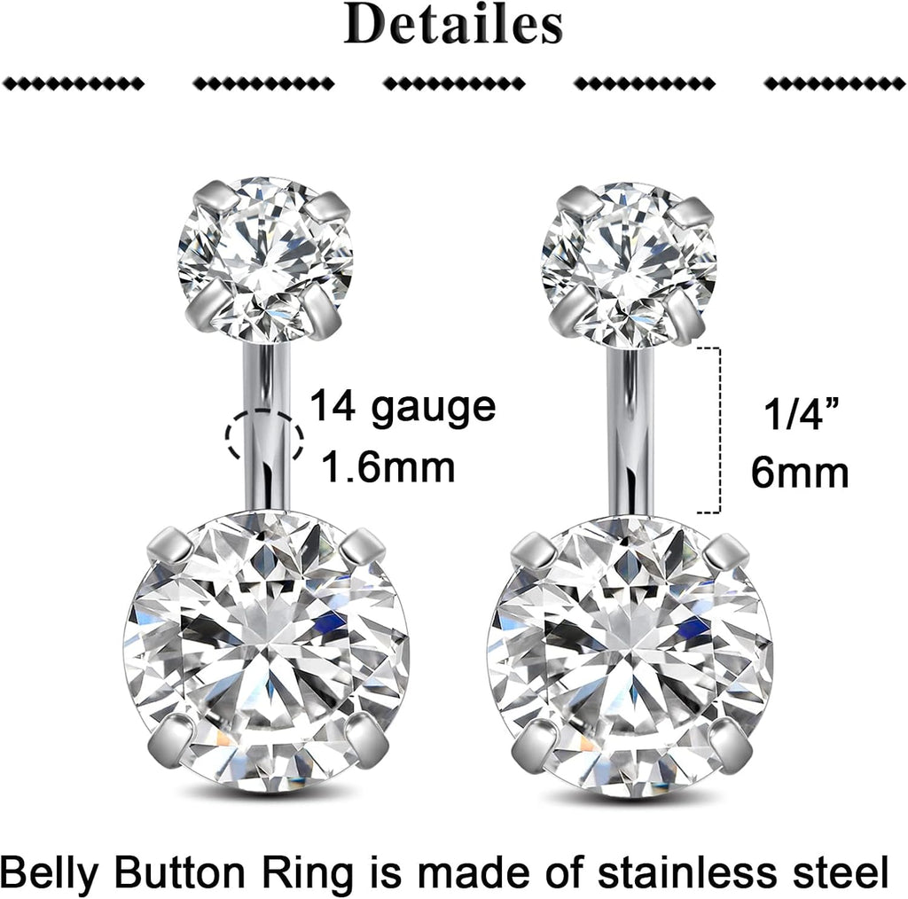 Belly Rings - Short Bar Belly Button Rings in Surgical Steel with Opal Stones - 6mm & 10mm - 我的商店我的商店我的商店