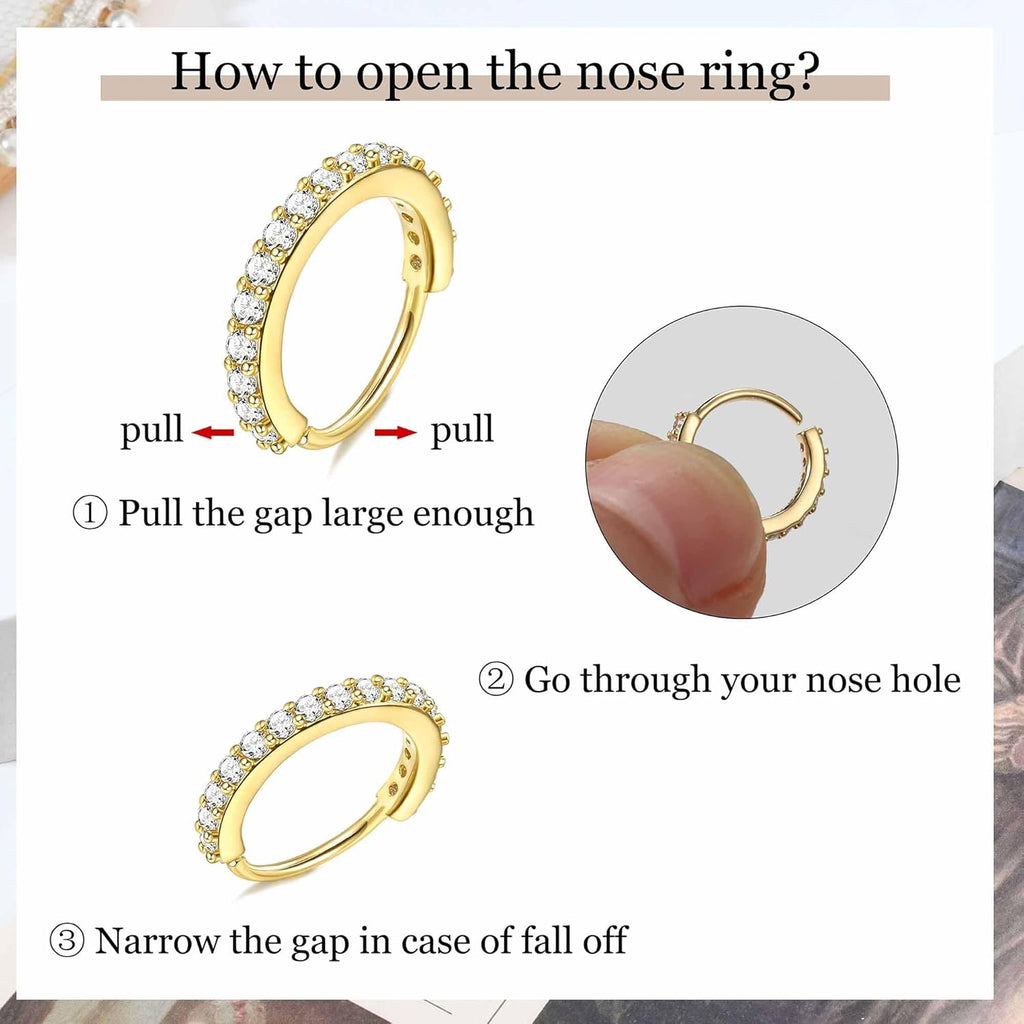 Besteel 14K Gold Filled Nose Ring Studs 20G Nose Rings Hoops Stud 316L Stainless Steel Nose Rings Round CZ Heart L Shaped Nose Stud Hypoallergenic Nostril Piercing Jewelry for Women Men 10Pcs - QIAO CrystalQIAO CrystalQIAO Crystal