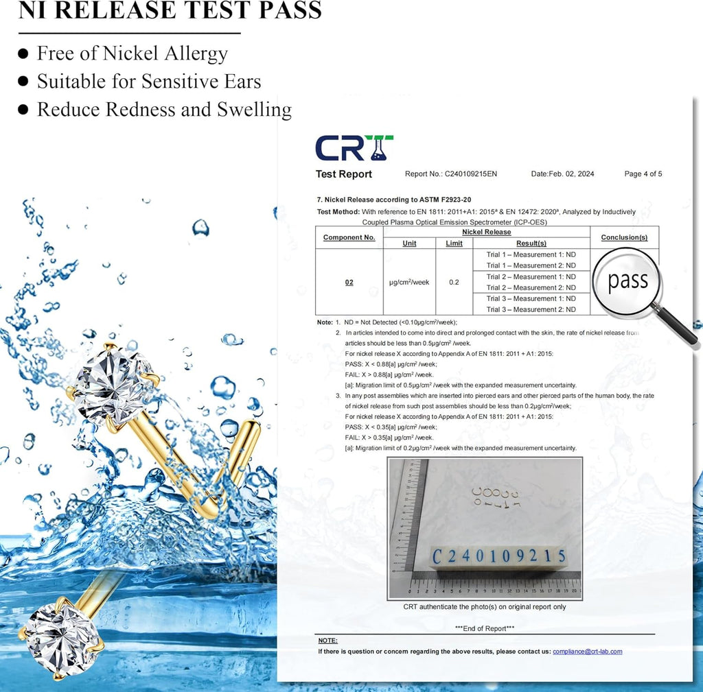 Besteel 14K Gold Filled Nose Ring Studs 20G Nose Rings Hoops Stud 316L Stainless Steel Nose Rings Round CZ Heart L Shaped Nose Stud Hypoallergenic Nostril Piercing Jewelry for Women Men 10Pcs - QIAO CrystalQIAO CrystalQIAO Crystal