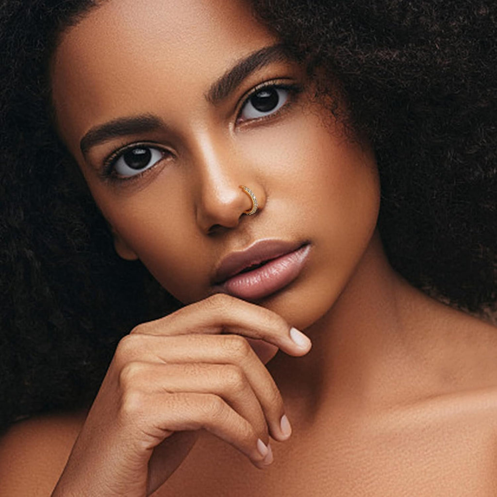 Besteel 14K Gold Filled Nose Ring Studs 20G Nose Rings Hoops Stud 316L Stainless Steel Nose Rings Round CZ Heart L Shaped Nose Stud Hypoallergenic Nostril Piercing Jewelry for Women Men 10Pcs - QIAO CrystalQIAO CrystalQIAO Crystal