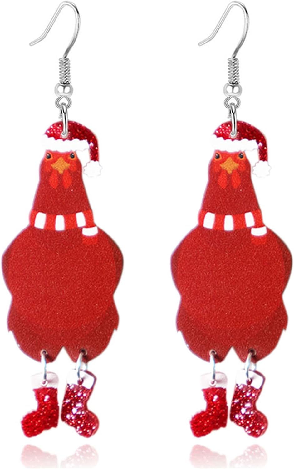 Big Rooster Chicken Earrings Funny Cute Kawaii Dinosaur Chicken Dangle Earrings Farm Boots Chicken Hen Dangle Earrings for Women Aesthetic Charming Jewelry Gift - 我的商店我的商店我的商店