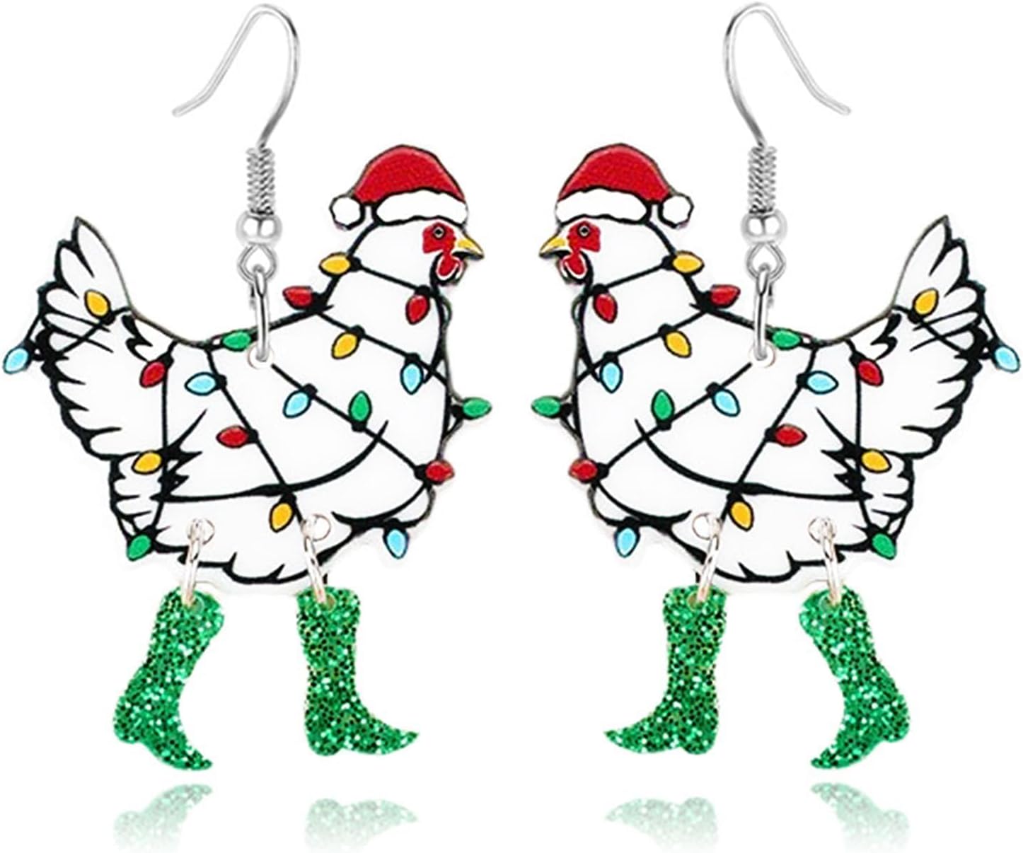 Big Rooster Chicken Earrings Funny Cute Kawaii Dinosaur Chicken Dangle Earrings Farm Boots Chicken Hen Dangle Earrings for Women Aesthetic Charming Jewelry Gift - 我的商店我的商店我的商店