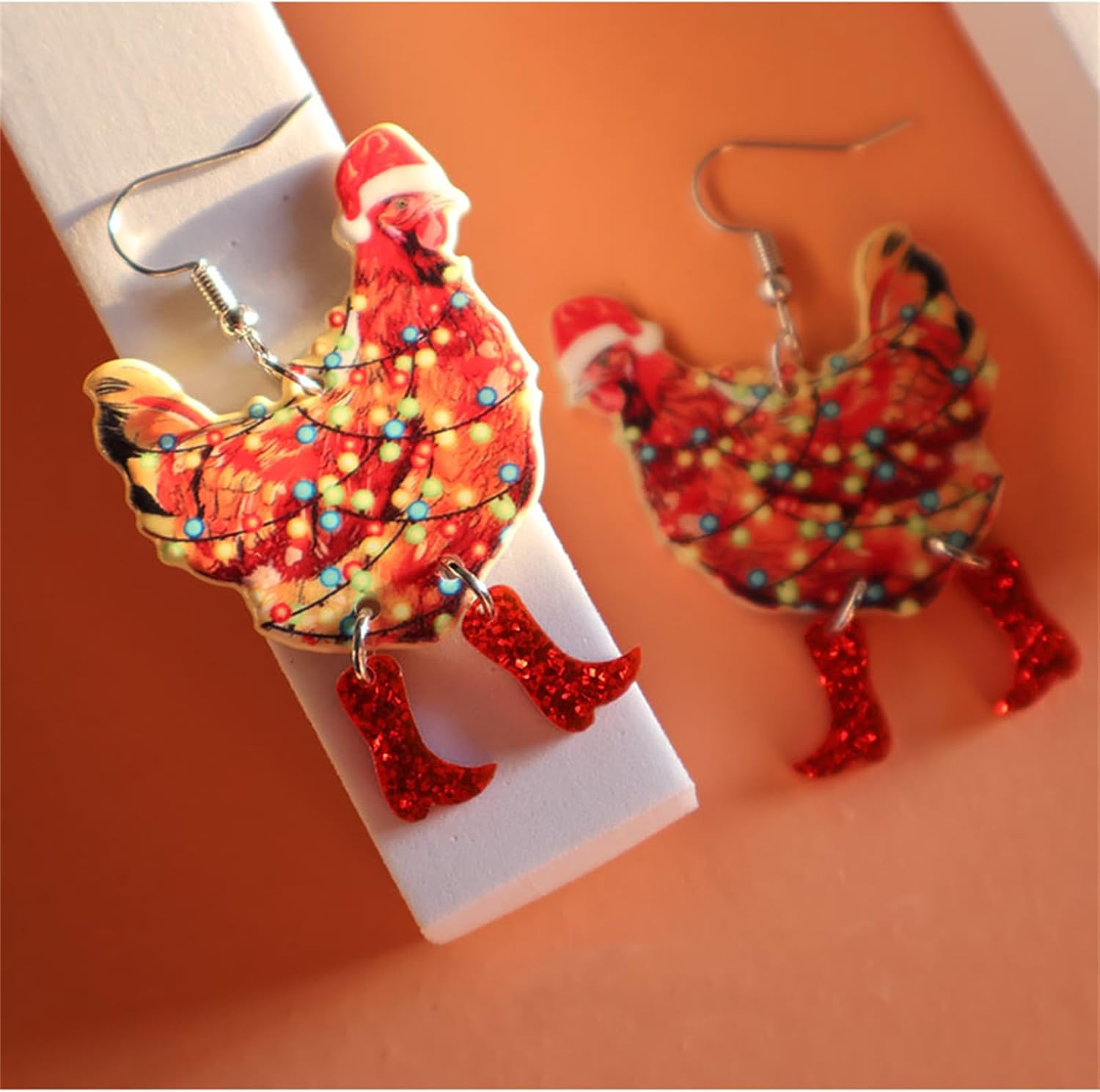 Big Rooster Chicken Earrings Funny Cute Kawaii Dinosaur Chicken Dangle Earrings Farm Boots Chicken Hen Dangle Earrings for Women Aesthetic Charming Jewelry Gift - 我的商店我的商店我的商店