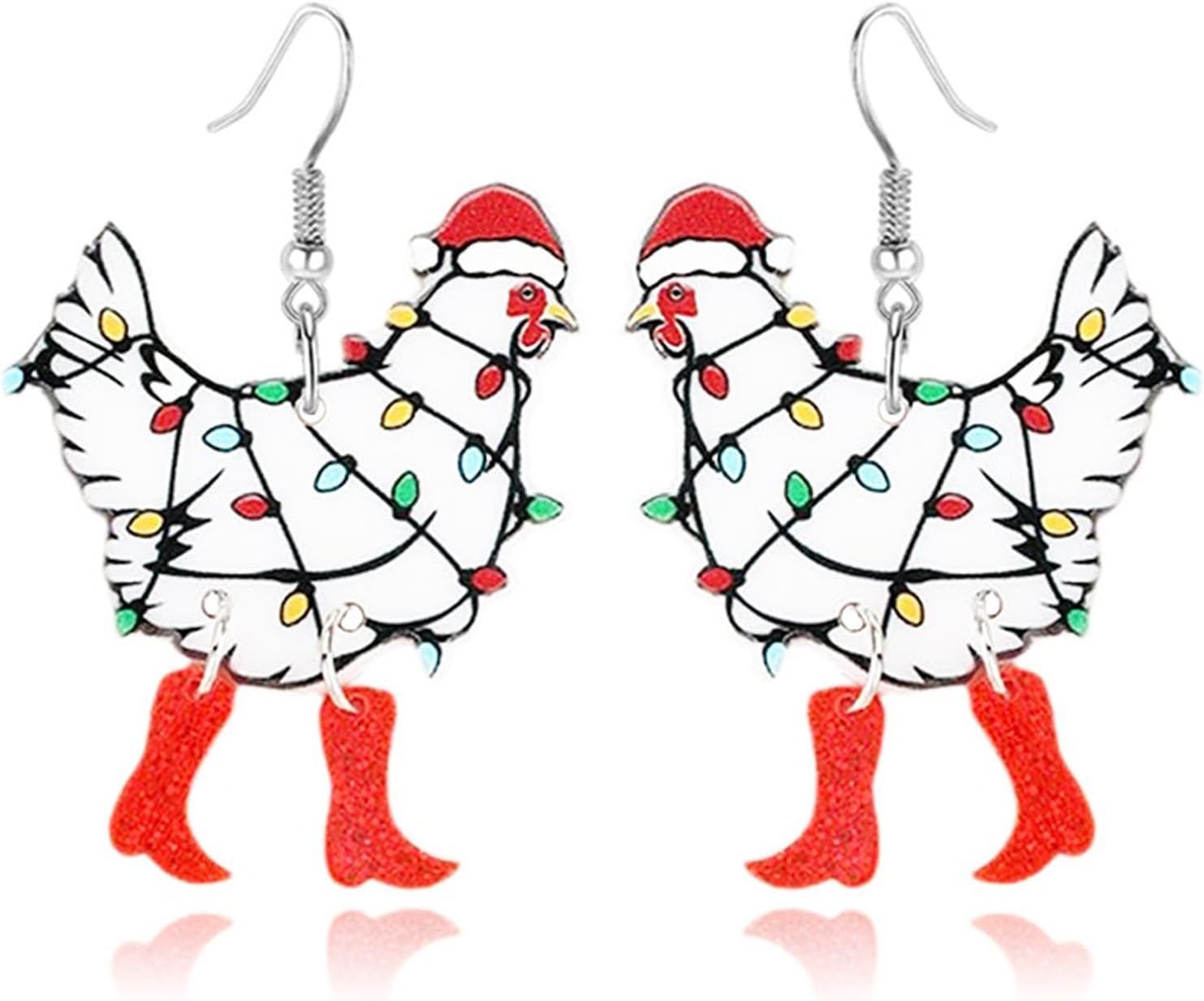 Big Rooster Chicken Earrings Funny Cute Kawaii Dinosaur Chicken Dangle Earrings Farm Boots Chicken Hen Dangle Earrings for Women Aesthetic Charming Jewelry Gift - 我的商店我的商店我的商店