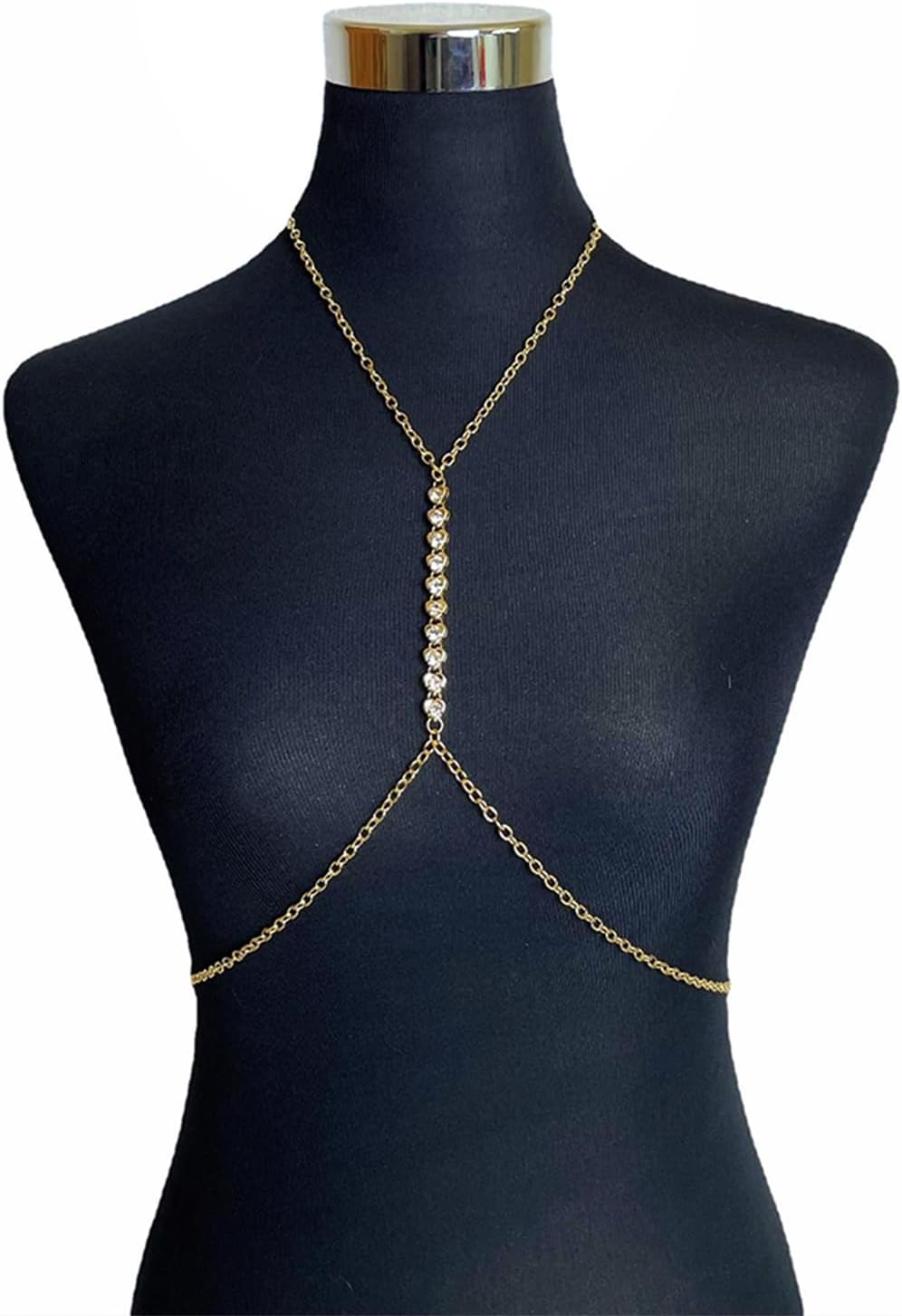 Body Chain Chest Chain Heart - shaped Rhinestone Sexy Chest Chain Fashionable Beach Bikini - QIAO CrystalQIAO CrystalQIAO Crystal