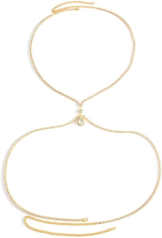 Body Chain Chest Chain Heart - shaped Rhinestone Sexy Chest Chain Fashionable Beach Bikini - QIAO CrystalQIAO CrystalQIAO Crystal