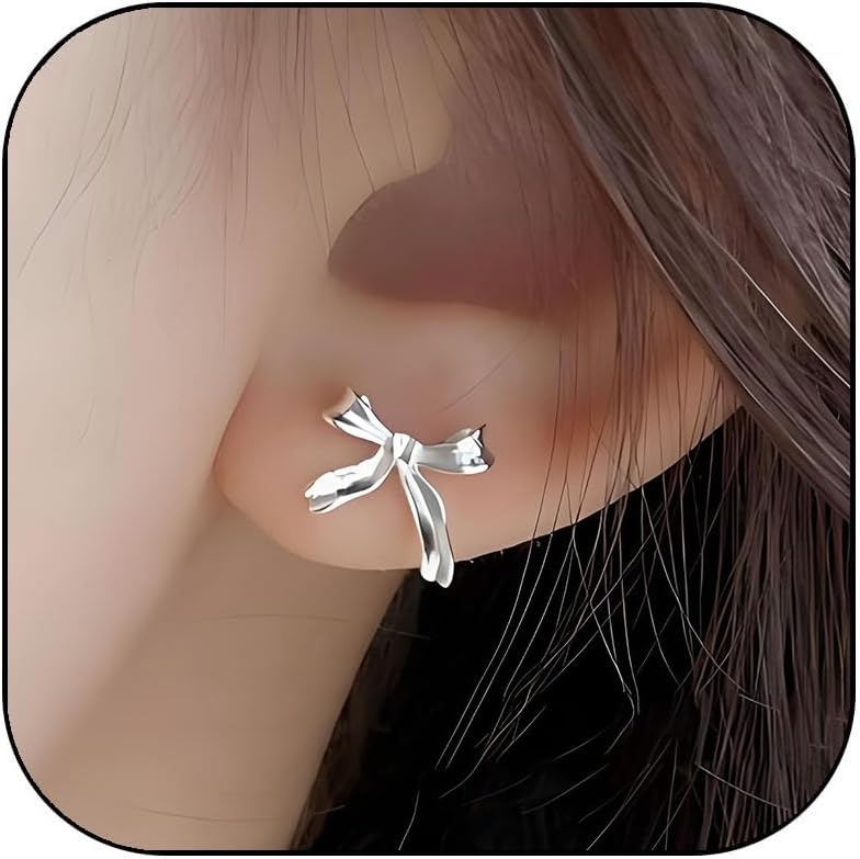 Bow earrings for women - Gold bow earrings for women - Christmas Earrings - Trendy Elegant Bowtie Drop Dangle Hoop Stud Lightweight Hypoallergenic Christmas Jewellery Gift for Party Wedding Holiday - 我的商店我的商店我的商店