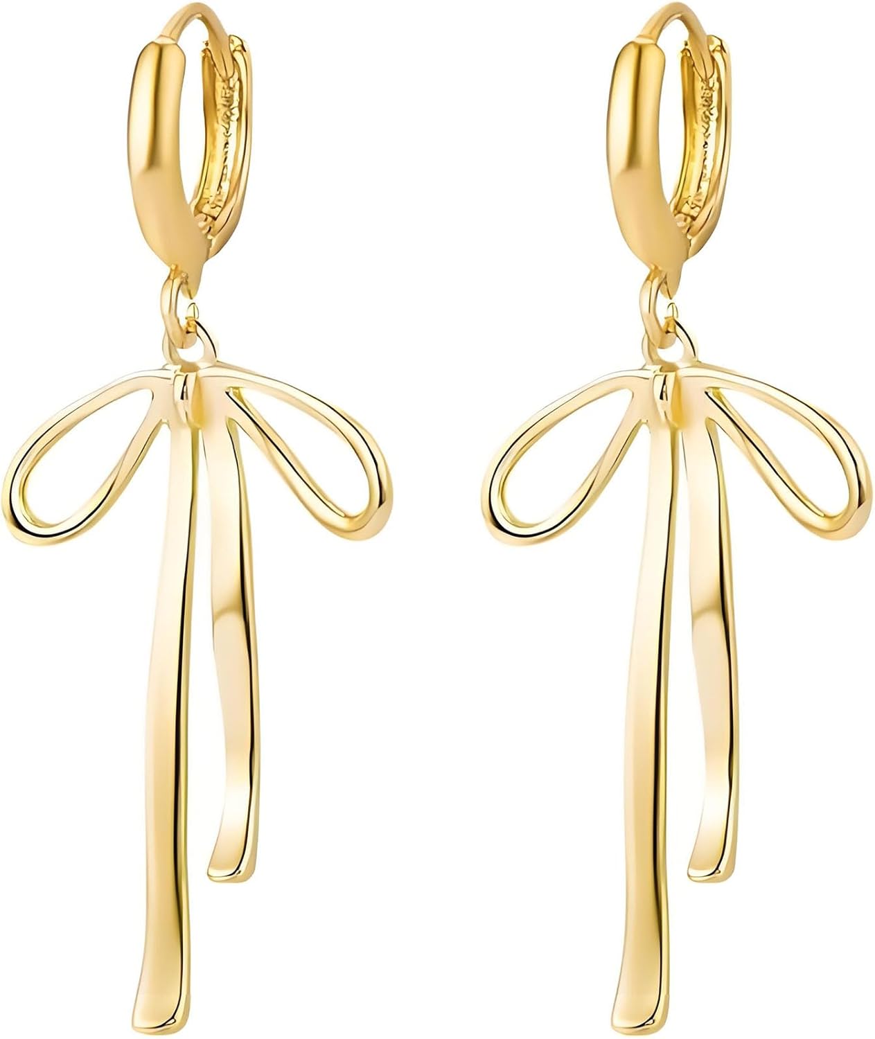 Bow earrings for women - Gold bow earrings for women - Christmas Earrings - Trendy Elegant Bowtie Drop Dangle Hoop Stud Lightweight Hypoallergenic Christmas Jewellery Gift for Party Wedding Holiday - 我的商店我的商店我的商店