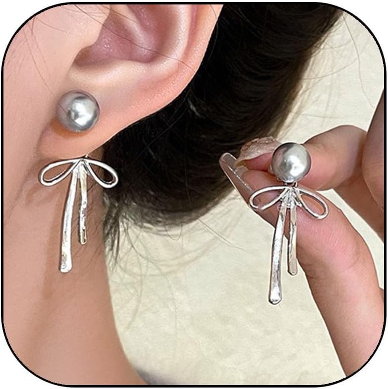 Bow earrings for women - Gold bow earrings for women - Christmas Earrings - Trendy Elegant Bowtie Drop Dangle Hoop Stud Lightweight Hypoallergenic Christmas Jewellery Gift for Party Wedding Holiday - 我的商店我的商店我的商店