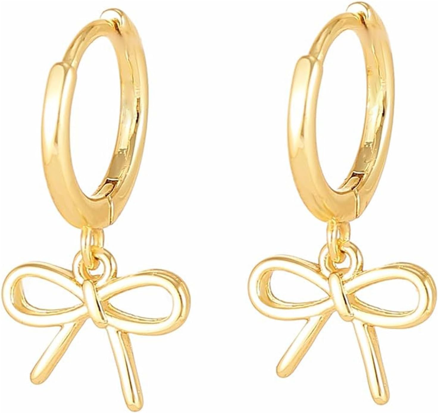 Bow earrings for women - Gold bow earrings for women - Christmas Earrings - Trendy Elegant Bowtie Drop Dangle Hoop Stud Lightweight Hypoallergenic Christmas Jewellery Gift for Party Wedding Holiday - 我的商店我的商店我的商店