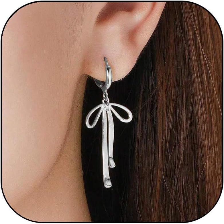 Bow earrings for women - Gold bow earrings for women - Christmas Earrings - Trendy Elegant Bowtie Drop Dangle Hoop Stud Lightweight Hypoallergenic Christmas Jewellery Gift for Party Wedding Holiday - 我的商店我的商店我的商店