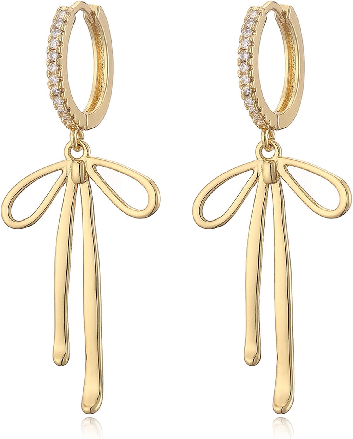 Bow earrings for women - Gold bow earrings for women - Christmas Earrings - Trendy Elegant Bowtie Drop Dangle Hoop Stud Lightweight Hypoallergenic Christmas Jewellery Gift for Party Wedding Holiday - 我的商店我的商店我的商店