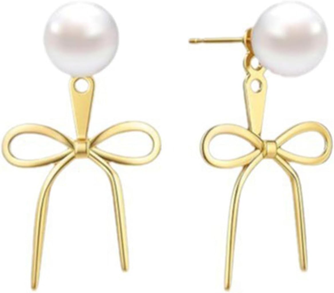 Bow earrings for women - Gold bow earrings for women - Christmas Earrings - Trendy Elegant Bowtie Drop Dangle Hoop Stud Lightweight Hypoallergenic Christmas Jewellery Gift for Party Wedding Holiday - 我的商店我的商店我的商店