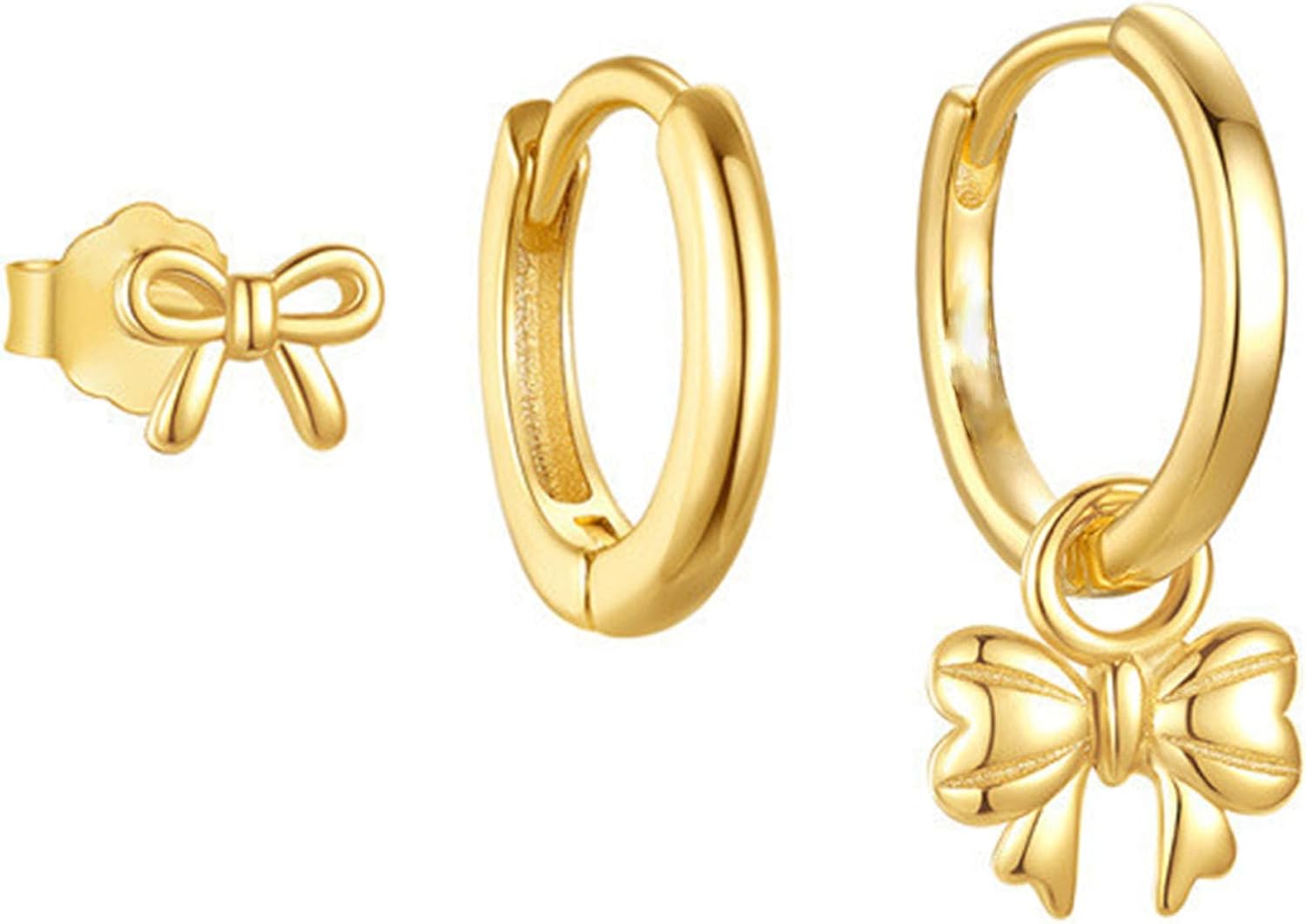 Bow earrings for women - Gold bow earrings for women - Christmas Earrings - Trendy Elegant Bowtie Drop Dangle Hoop Stud Lightweight Hypoallergenic Christmas Jewellery Gift for Party Wedding Holiday - 我的商店我的商店我的商店