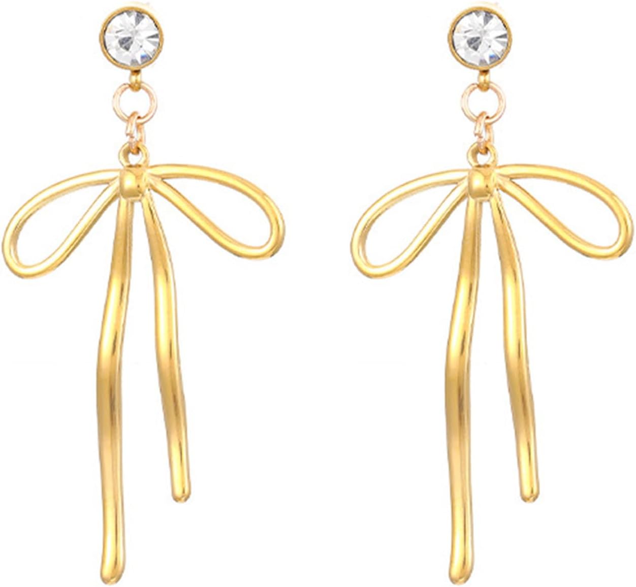 Bow earrings for women - Gold bow earrings for women - Christmas Earrings - Trendy Elegant Bowtie Drop Dangle Hoop Stud Lightweight Hypoallergenic Christmas Jewellery Gift for Party Wedding Holiday - 我的商店我的商店我的商店