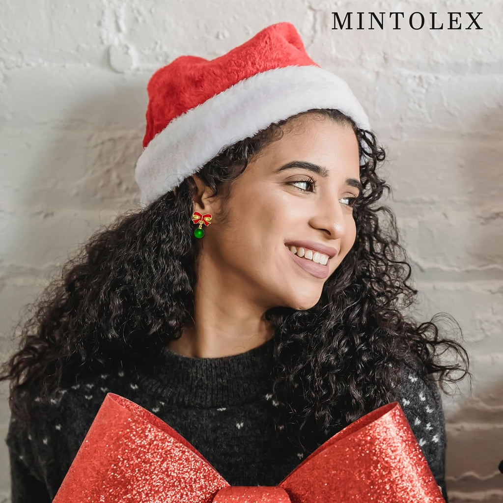 Bow Pearl Earrings for Women Red Green Elegant Ribbon Earrings Dainty Pearl Bow Jewelry Gifts for Christmas Wedding Party Daily Outfits - QIAO Crystal我的商店QIAO Crystal