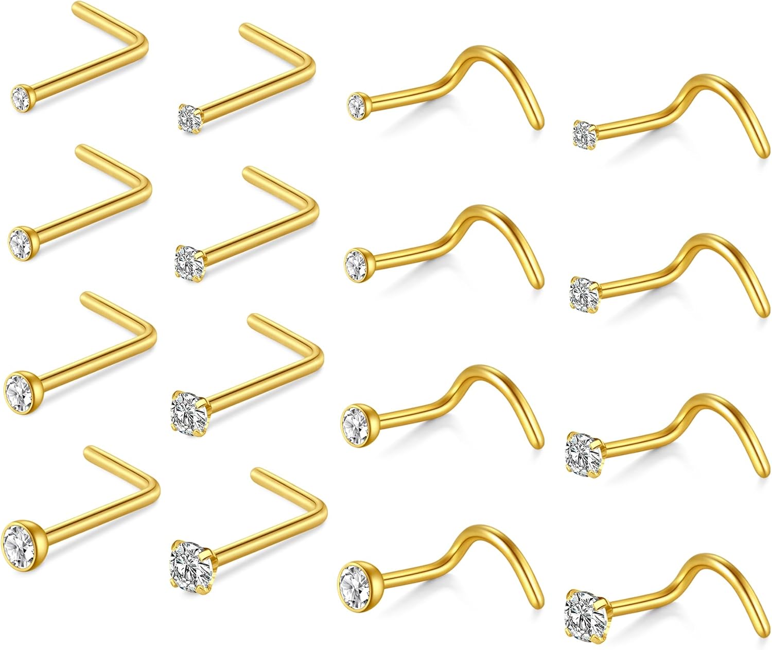 Briana Williams Nose Studs Nose Rings for Women 18G 20G Corkscrew Nose Ring Stainless Steel Nose Screw Studs Nose Rings Studs Surgical Steel Nostril Nose Piercing Jewelry - QIAO CrystalQIAO CrystalQIAO Crystal