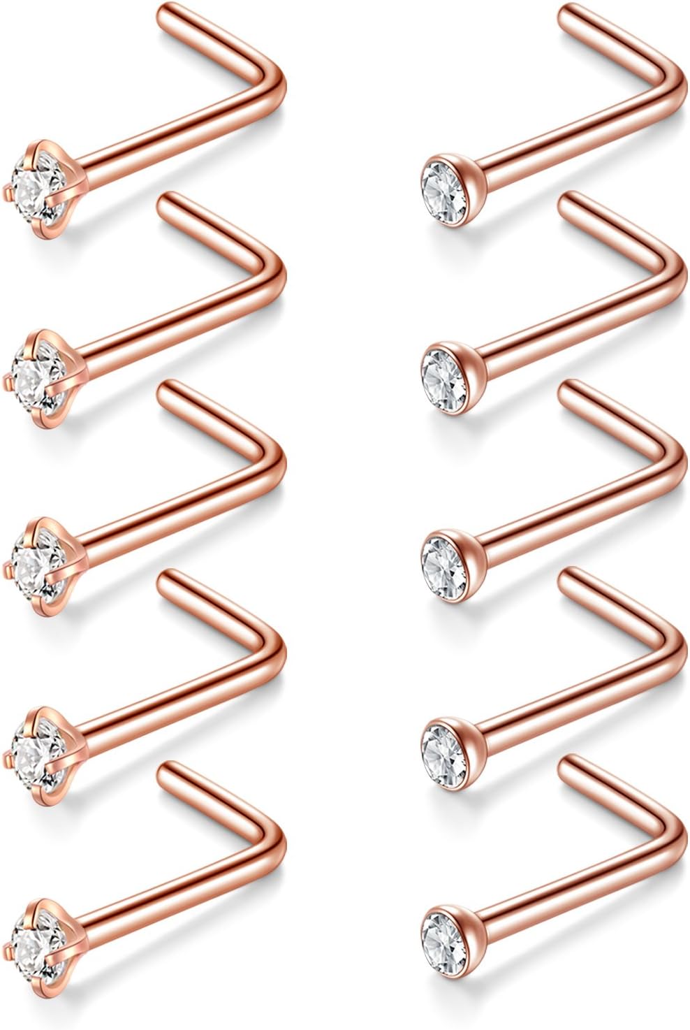 Briana Williams Nose Studs Nose Rings for Women 18G 20G Corkscrew Nose Ring Stainless Steel Nose Screw Studs Nose Rings Studs Surgical Steel Nostril Nose Piercing Jewelry - QIAO CrystalQIAO CrystalQIAO Crystal