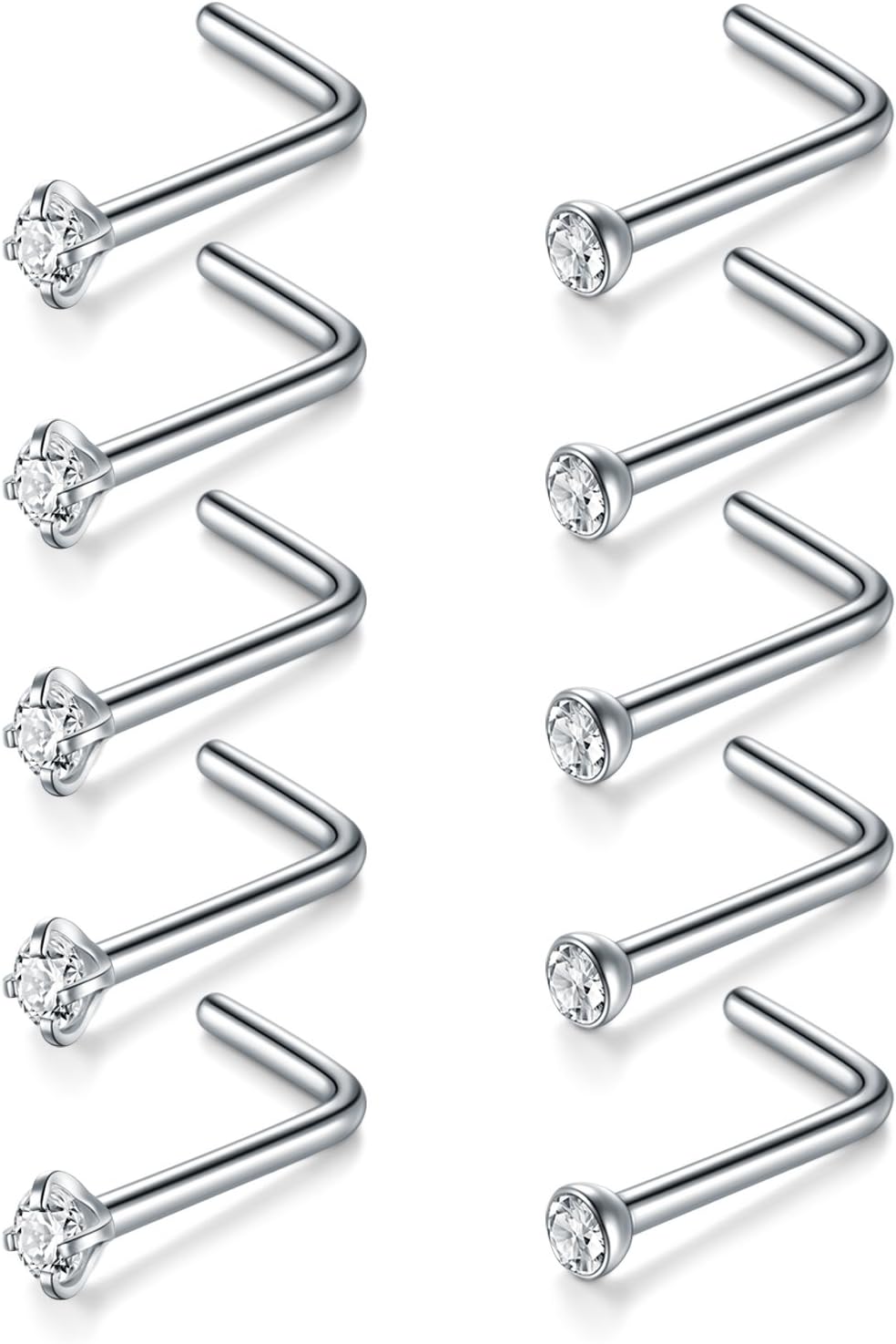 Briana Williams Nose Studs Nose Rings for Women 18G 20G Corkscrew Nose Ring Stainless Steel Nose Screw Studs Nose Rings Studs Surgical Steel Nostril Nose Piercing Jewelry - QIAO CrystalQIAO CrystalQIAO Crystal