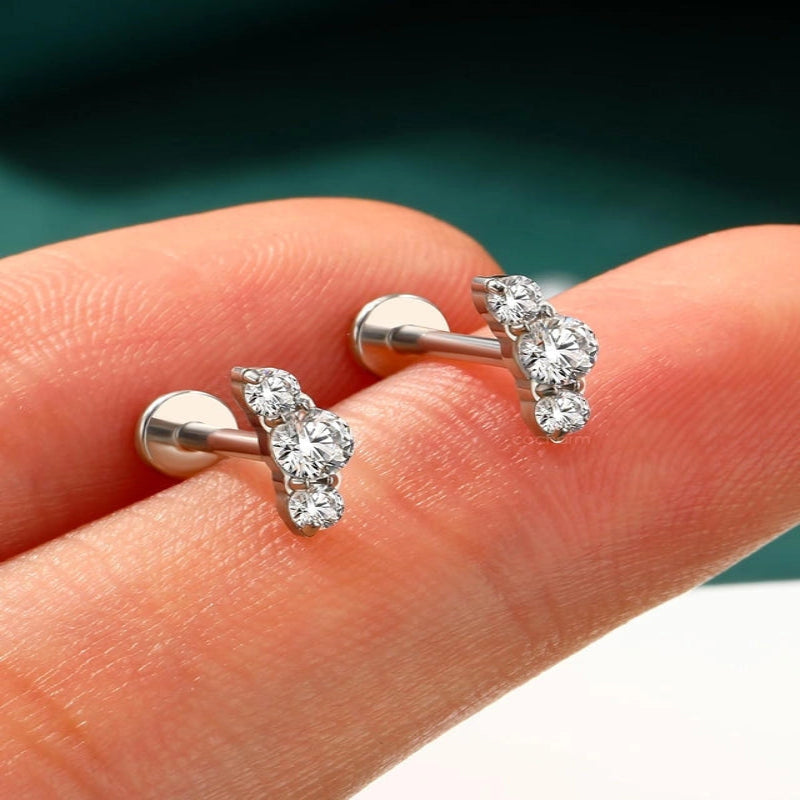 G23 Titanium Tragus Helix Cartilage Earring Stud Flat Back Surgical Steel Helix Cartilage