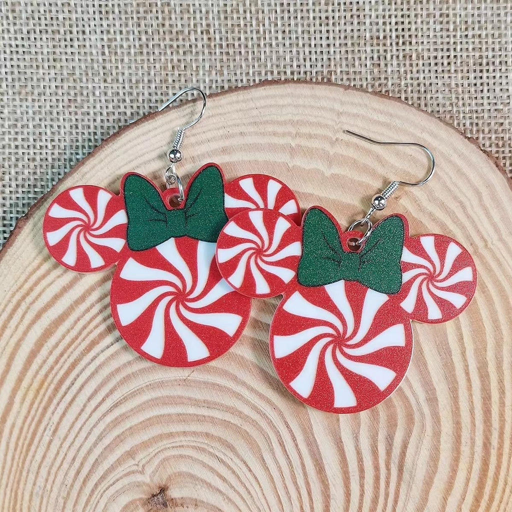 Candy Spearmint/Peppermint Style Mouse Ear Drop and Dangle Shaped Earrings for Women. - 我的商店我的商店我的商店