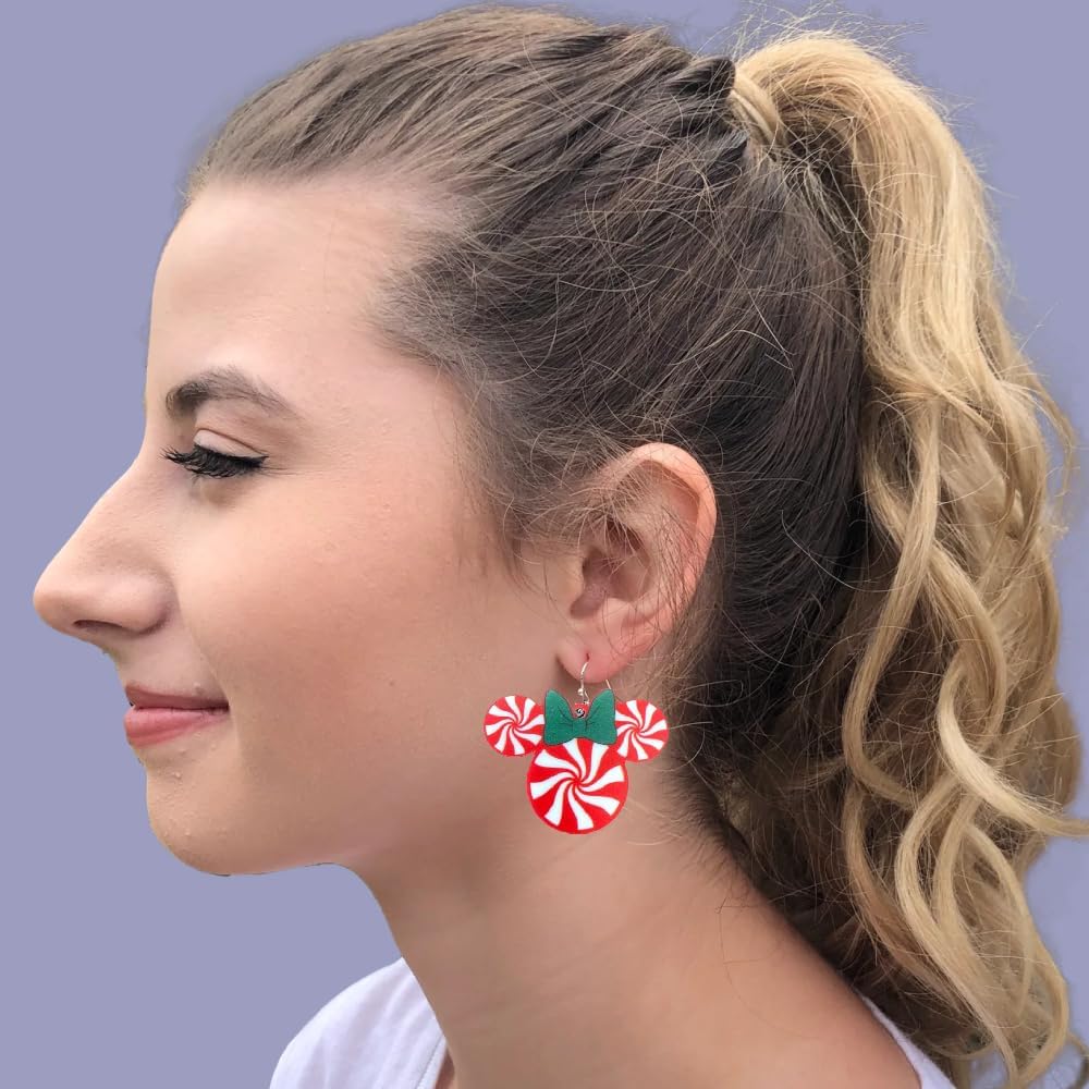Candy Spearmint/Peppermint Style Mouse Ear Drop and Dangle Shaped Earrings for Women. - 我的商店我的商店我的商店