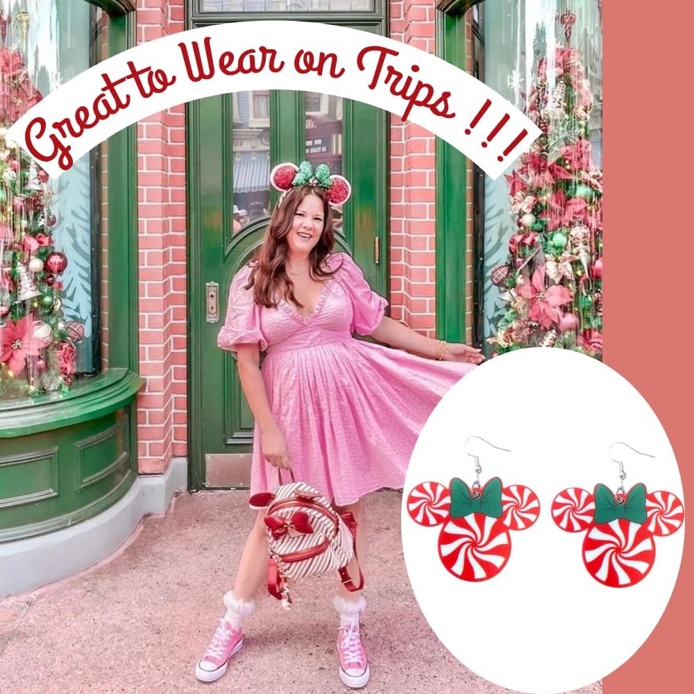 Candy Spearmint/Peppermint Style Mouse Ear Drop and Dangle Shaped Earrings for Women. - 我的商店我的商店我的商店