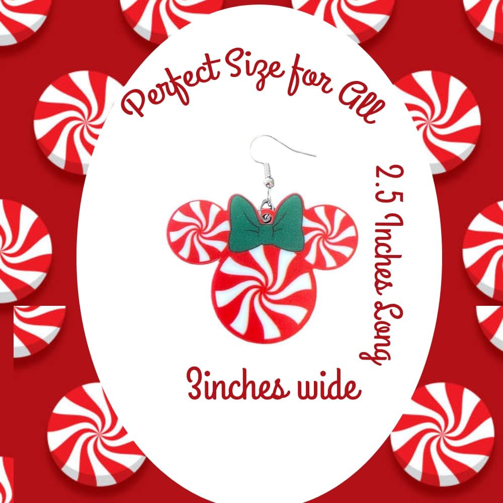 Candy Spearmint/Peppermint Style Mouse Ear Drop and Dangle Shaped Earrings for Women. - 我的商店我的商店我的商店