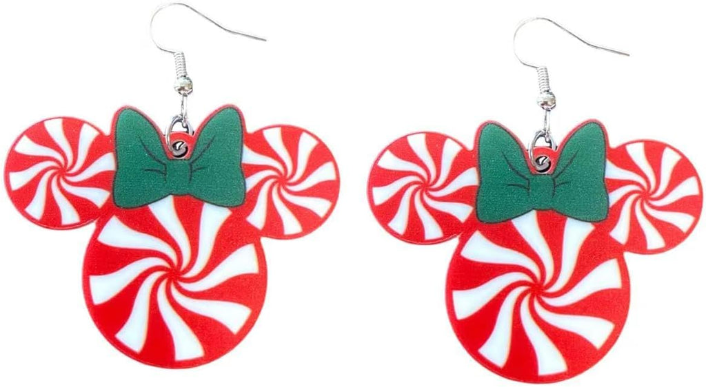 Candy Spearmint/Peppermint Style Mouse Ear Drop and Dangle Shaped Earrings for Women. - 我的商店我的商店我的商店