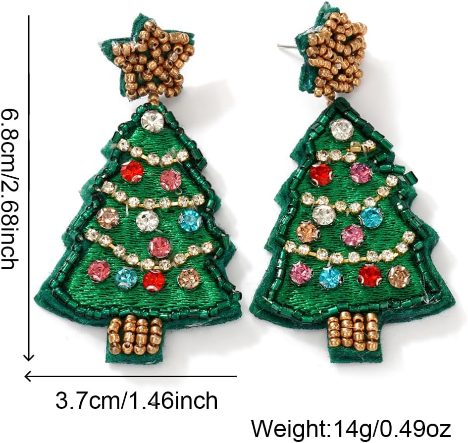 Christmas Beaded Drop Earrings for Women,Cute Handmade House Candy Cane Tree Gifts Small Beads Earrings Fashion Festival Holiday Accessories Jewelry Gift for Her - 我的商店我的商店我的商店