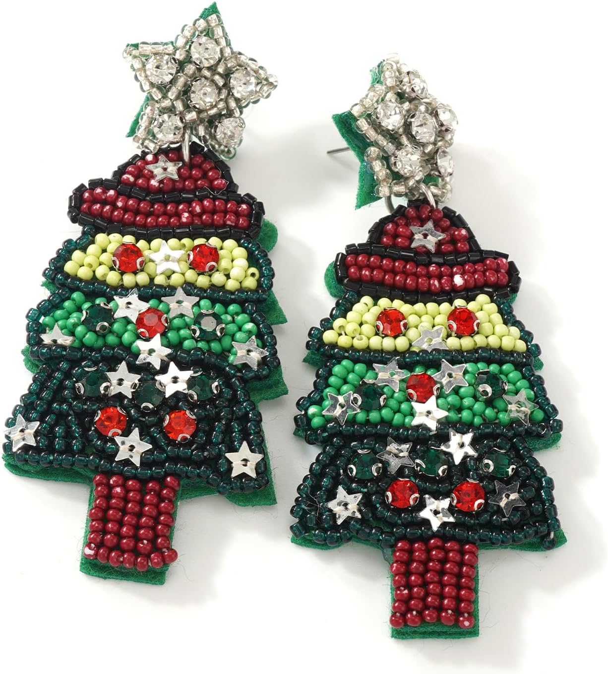 Christmas Beaded Statement Dangle Earrings for Women - Handmade Tree Drop Dangling Jewelry, Cute Xmas Santa Snowflake Stocking Holiday Jewelry Gifts - QIAO Crystal我的商店QIAO Crystal