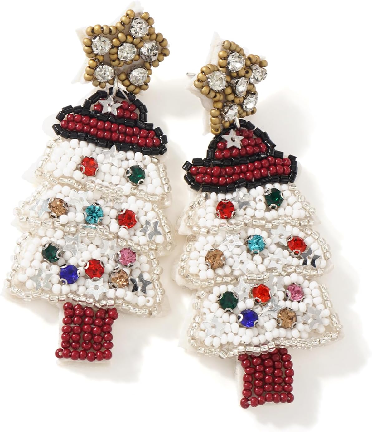 Christmas Beaded Statement Dangle Earrings for Women - Handmade Tree Drop Dangling Jewelry, Cute Xmas Santa Snowflake Stocking Holiday Jewelry Gifts - QIAO Crystal我的商店QIAO Crystal