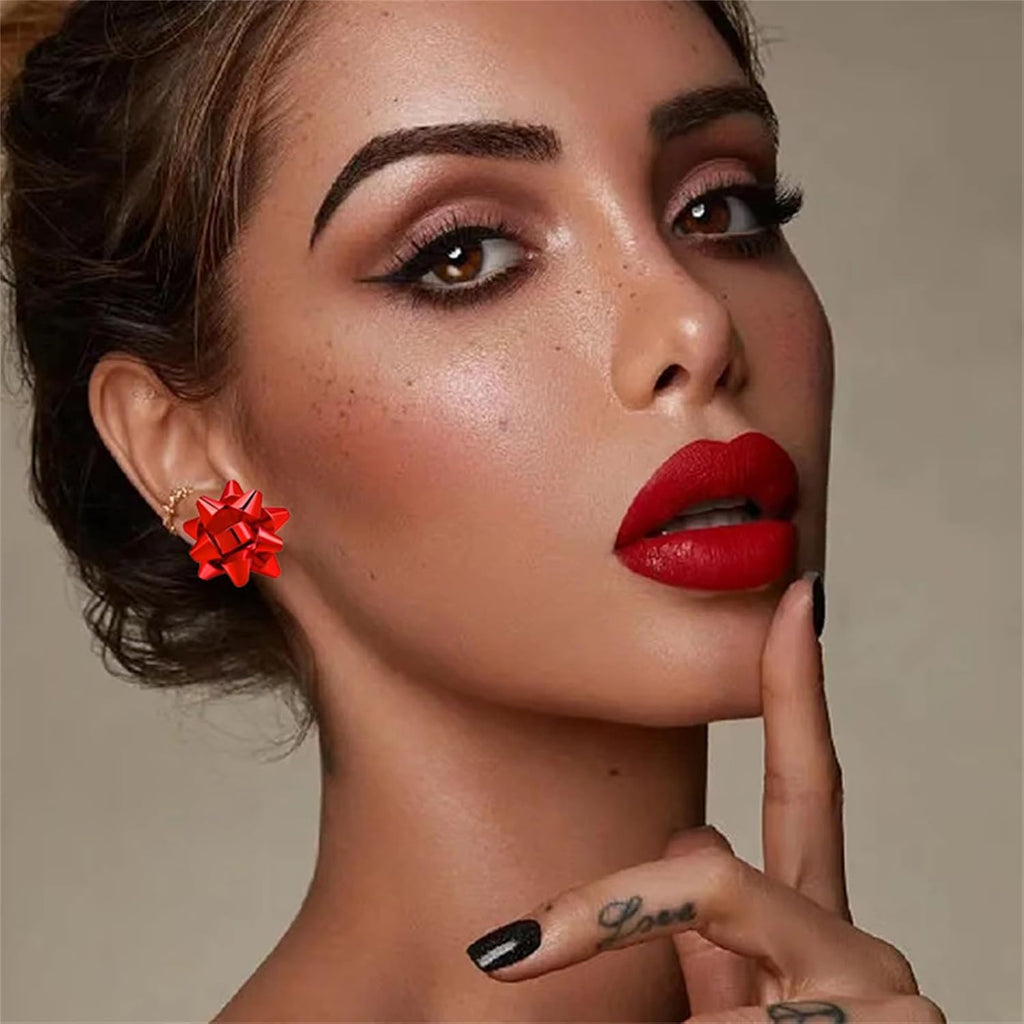 Christmas Bow Stud Earrings for Women Red Green Xmas Bow Festive Holiday Earring Set Christmas JewelryNew Year Jewelry Gifts - QIAO Crystal我的商店QIAO Crystal
