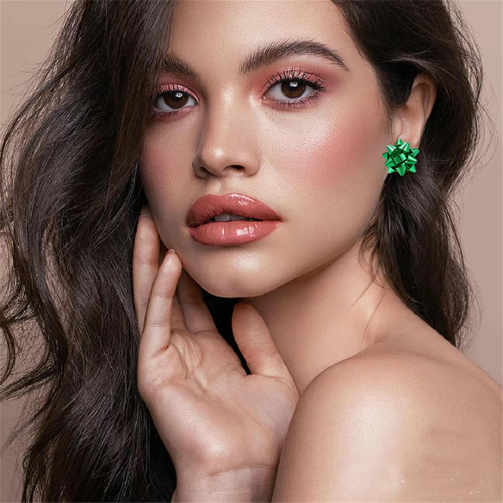 Christmas Bow Stud Earrings for Women Red Green Xmas Bow Festive Holiday Earring Set Christmas JewelryNew Year Jewelry Gifts - QIAO Crystal我的商店QIAO Crystal