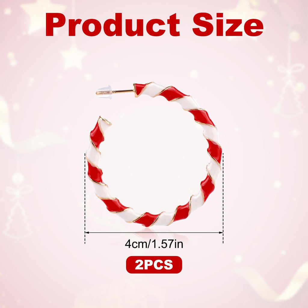 Christmas Candy Cane Earrings, Candy Cane Earrings Red and White Christmas Jewelry Drop Earrings Holiday Statement Earrings Enamel Earrings Lightweight for Women - 我的商店我的商店我的商店