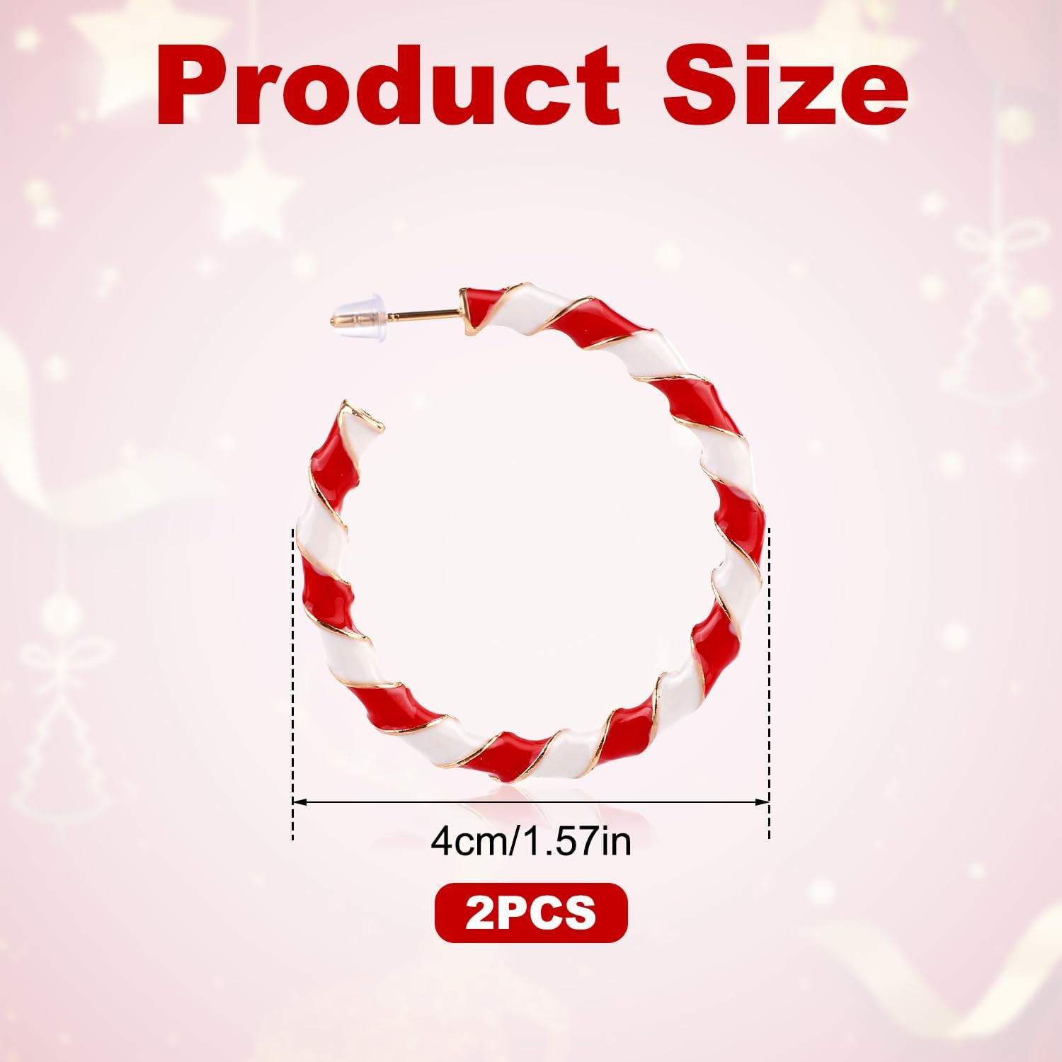 Christmas Candy Cane Earrings, Candy Cane Earrings Red and White Christmas Jewelry Drop Earrings Holiday Statement Earrings Enamel Earrings Lightweight for Women - 我的商店我的商店我的商店