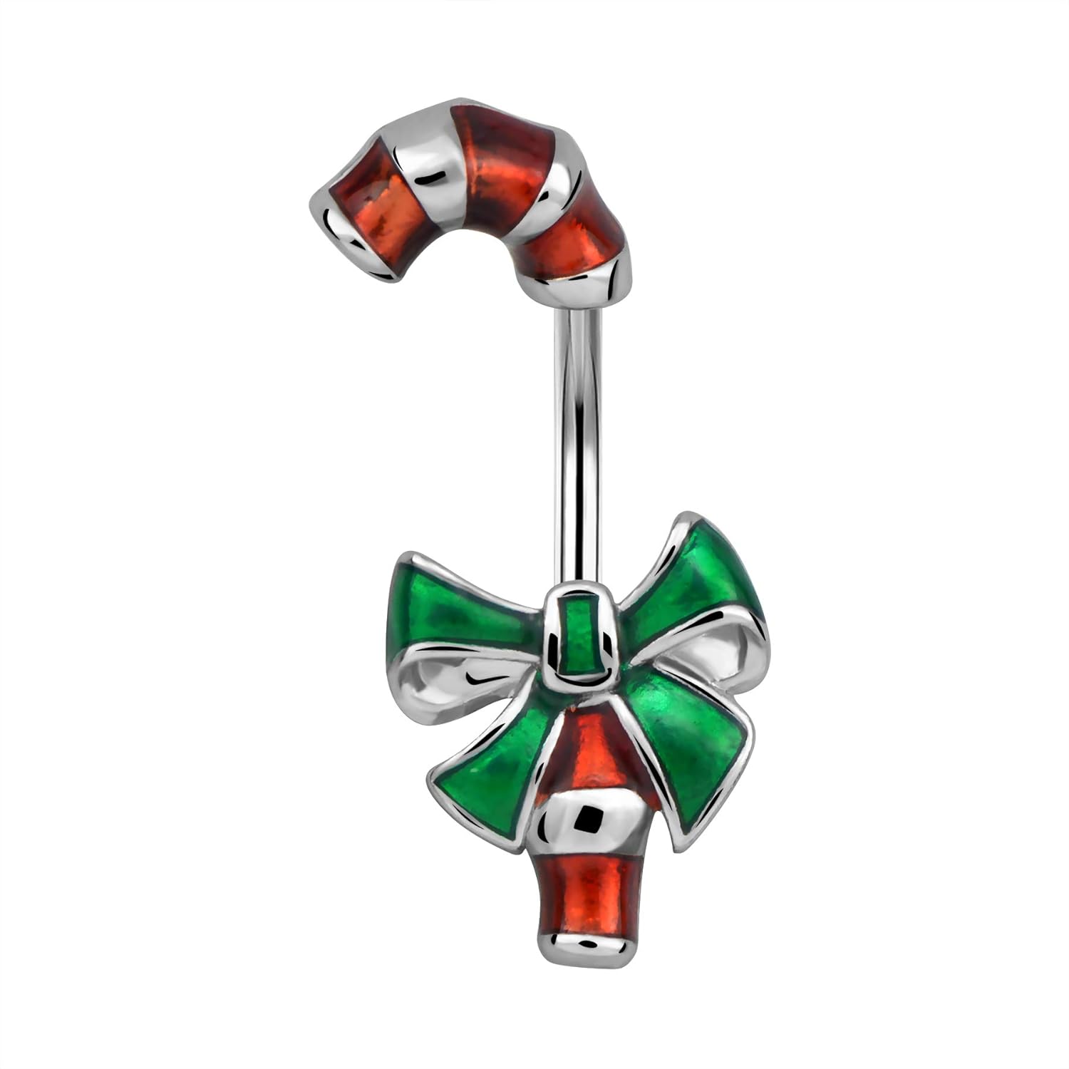 Christmas Crutch Belly Rings 14G Surgical Steel Navel Piercing Jewelry Navel Belly Button Ring Bend Rings - 我的商店我的商店我的商店