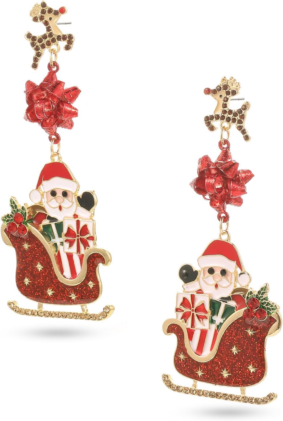 Christmas Dangle Earrings for Women|Xmas Tree Cup Bear Gingerbread Man Santa Claus Wreath Earrings for Women | Festive Gifts Holiday Accessory - 我的商店我的商店我的商店