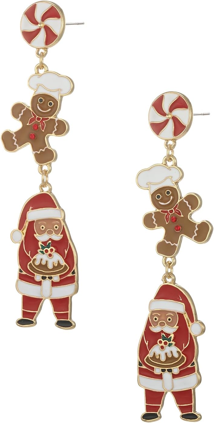 Christmas Dangle Earrings for Women|Xmas Tree Cup Bear Gingerbread Man Santa Claus Wreath Earrings for Women | Festive Gifts Holiday Accessory - 我的商店我的商店我的商店