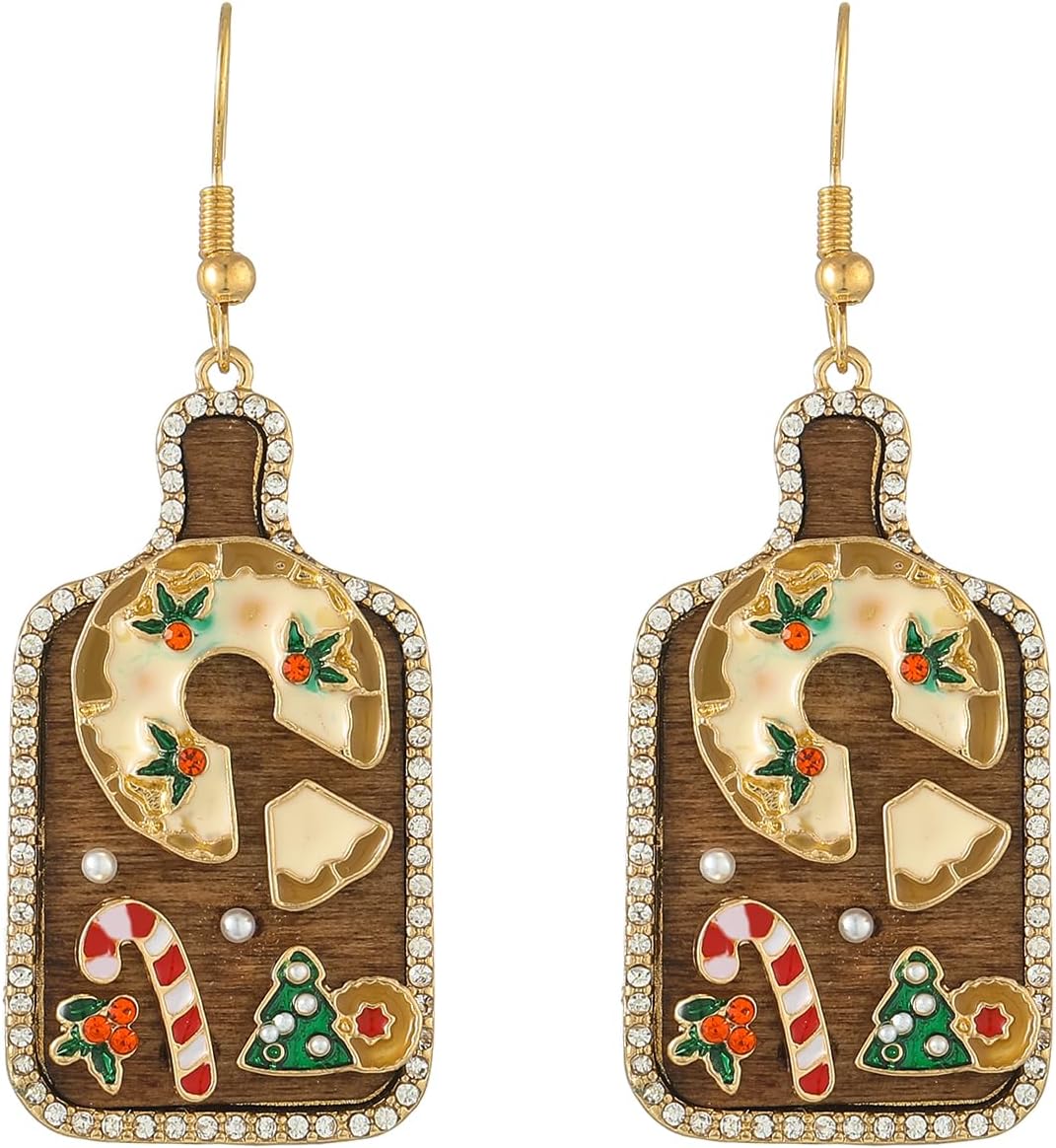 Christmas Dangle Earrings for Women|Xmas Tree Cup Bear Gingerbread Man Santa Claus Wreath Earrings for Women | Festive Gifts Holiday Accessory - 我的商店我的商店我的商店