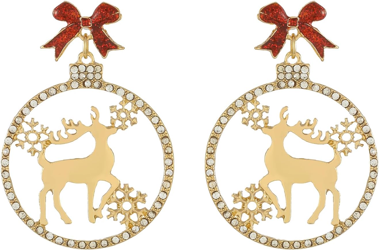 Christmas Dangle Earrings for Women|Xmas Tree Cup Bear Gingerbread Man Santa Claus Wreath Earrings for Women | Festive Gifts Holiday Accessory - 我的商店我的商店我的商店