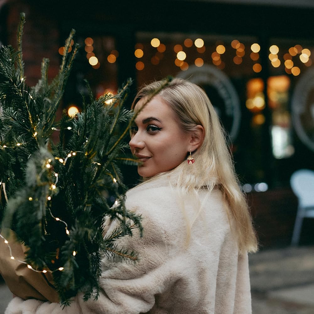 Christmas Dangle Earrings for Women|Xmas Tree Cup Bear Gingerbread Man Santa Claus Wreath Earrings for Women | Festive Gifts Holiday Accessory - 我的商店我的商店我的商店