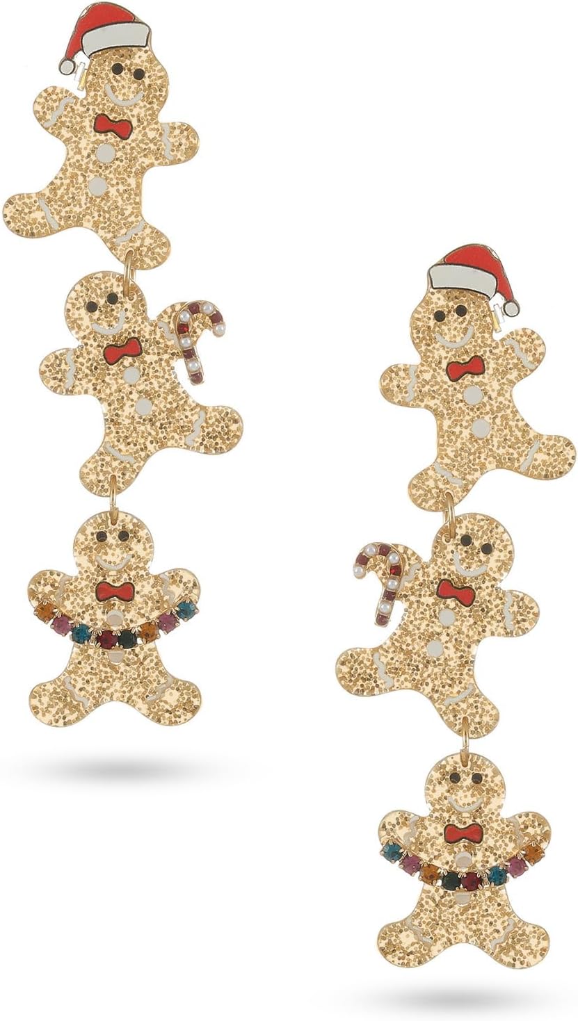 Christmas Dangle Earrings for Women|Xmas Tree Cup Bear Gingerbread Man Santa Claus Wreath Earrings for Women | Festive Gifts Holiday Accessory - 我的商店我的商店我的商店