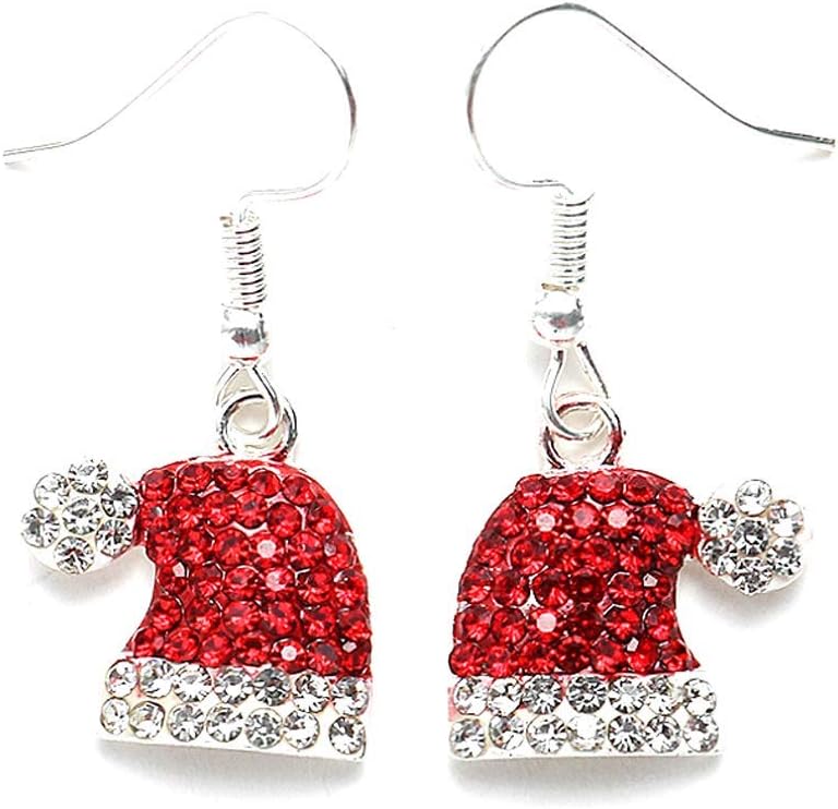 Christmas Dangle Stud Earrings Holiday Party Drop Earrings Enamel Crystal Santa Claus Bell Hat Earring Cute Christmas Costume Jewelry Women - 我的商店我的商店我的商店